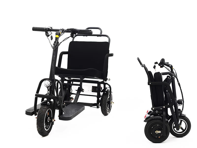 Foldable 3 wheel electric scooter mobility scooter black - Image 3