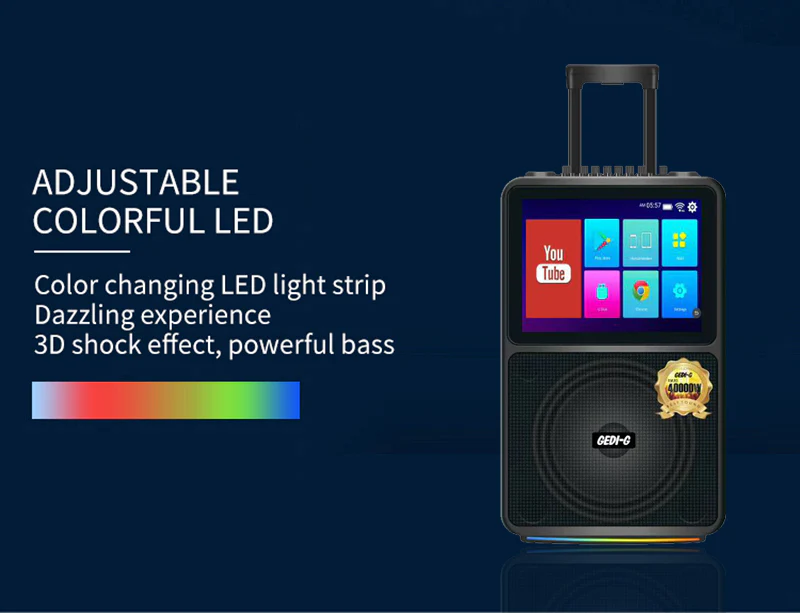 All in 1 Karaoke Machine Touch Screen, Bluetooth party speaker with Wireless microphone - Image 5