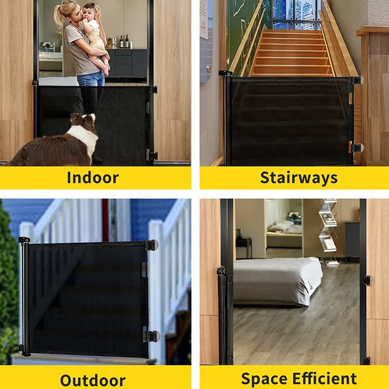Baby retractable safety gate Black - Image 12