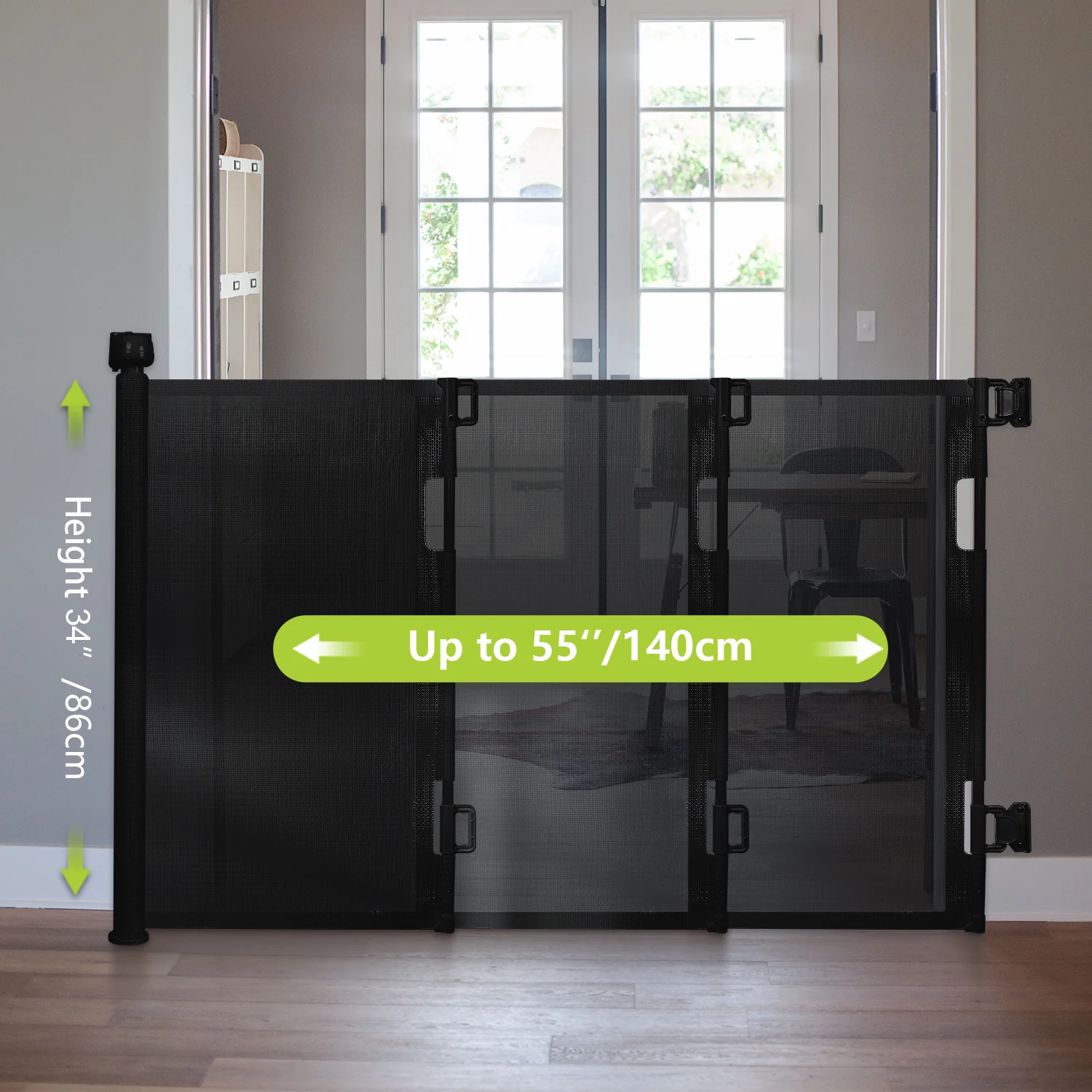 Baby retractable safety gate Black - Image 3