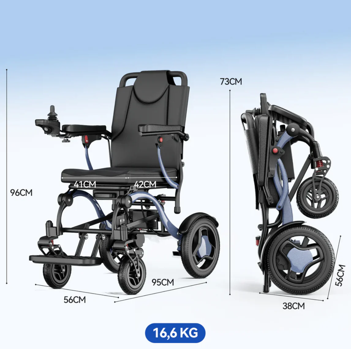 Ultra Light Folding Electric Wheelchair MK9005 Grey - Image 6