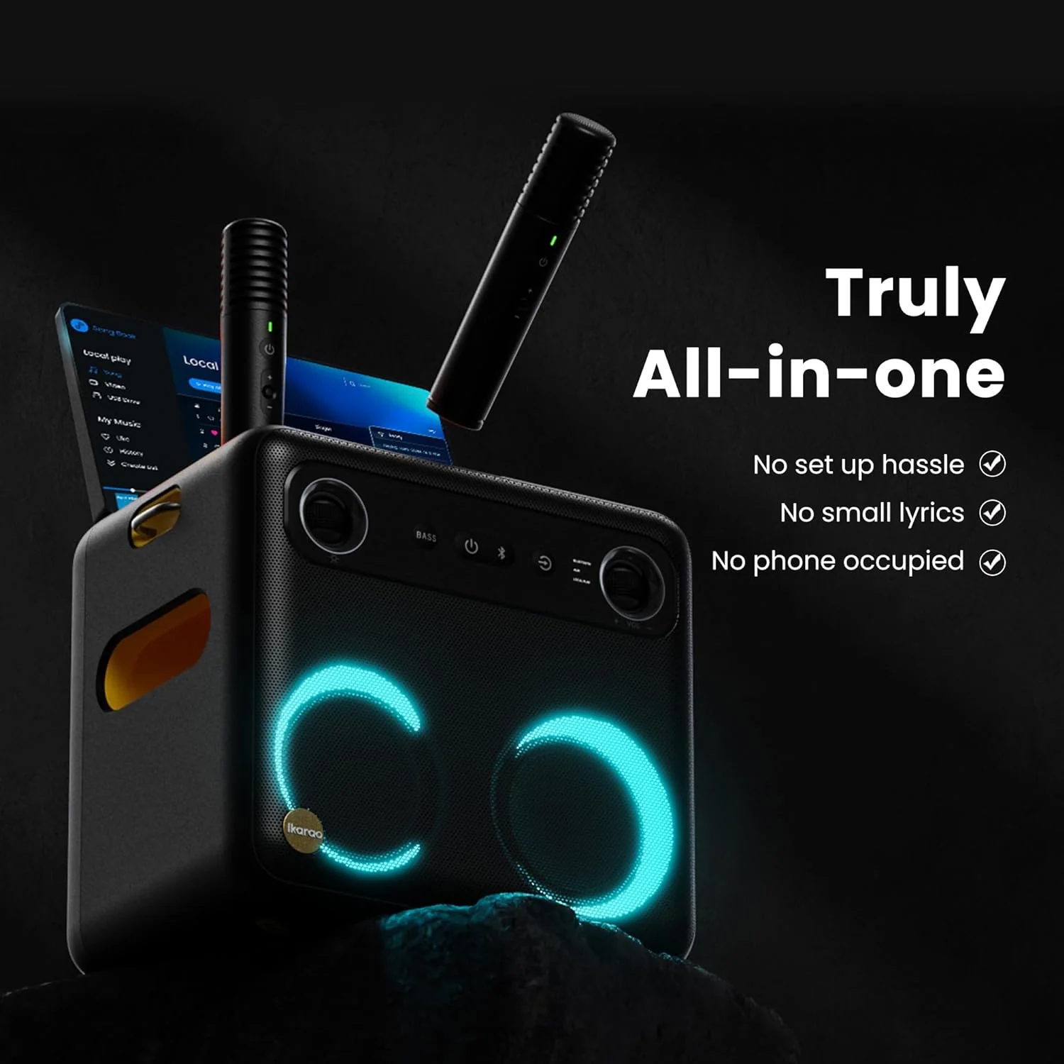 Ikarao Break X2 Karaoke Machine System With 10.1″ Touch Screen Wireless Mic - Image 12