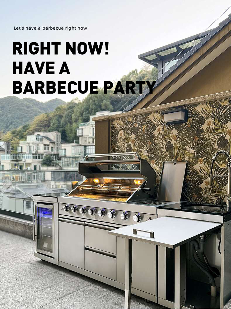 Outdoor BBQ Kitchen Garden BBQ Grill Set Stainless Steel - Image 5