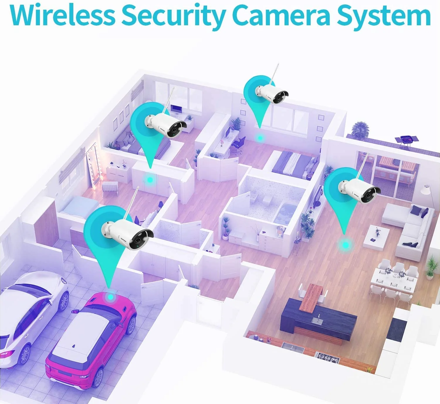 Include 1TB HDD 24hrs recording CCTV wireless security Camera NVR 4CH 1080P - Image 9