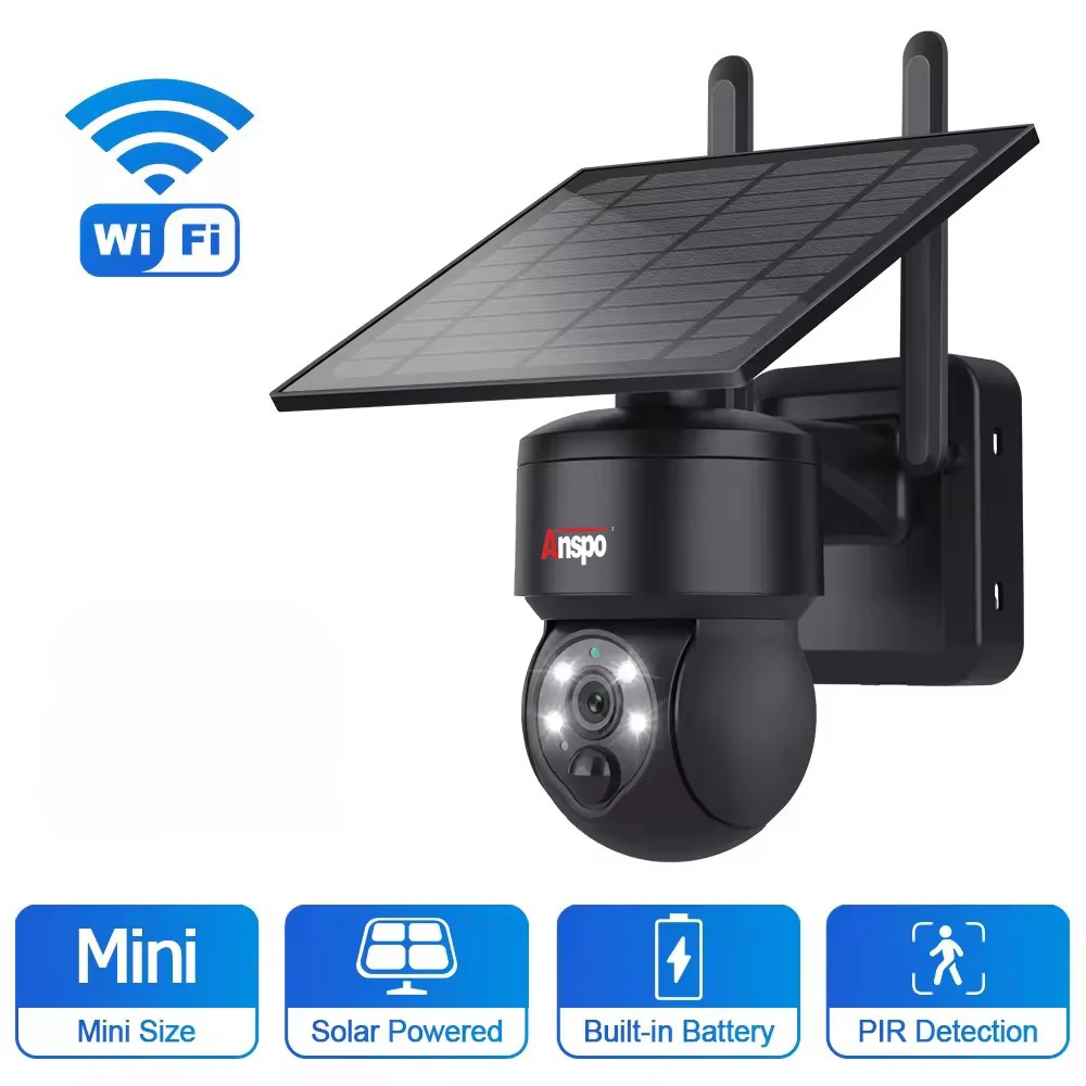 Anspo WIFI SOLAR security camera wireless free batteries and 64GB card Black - Image 2