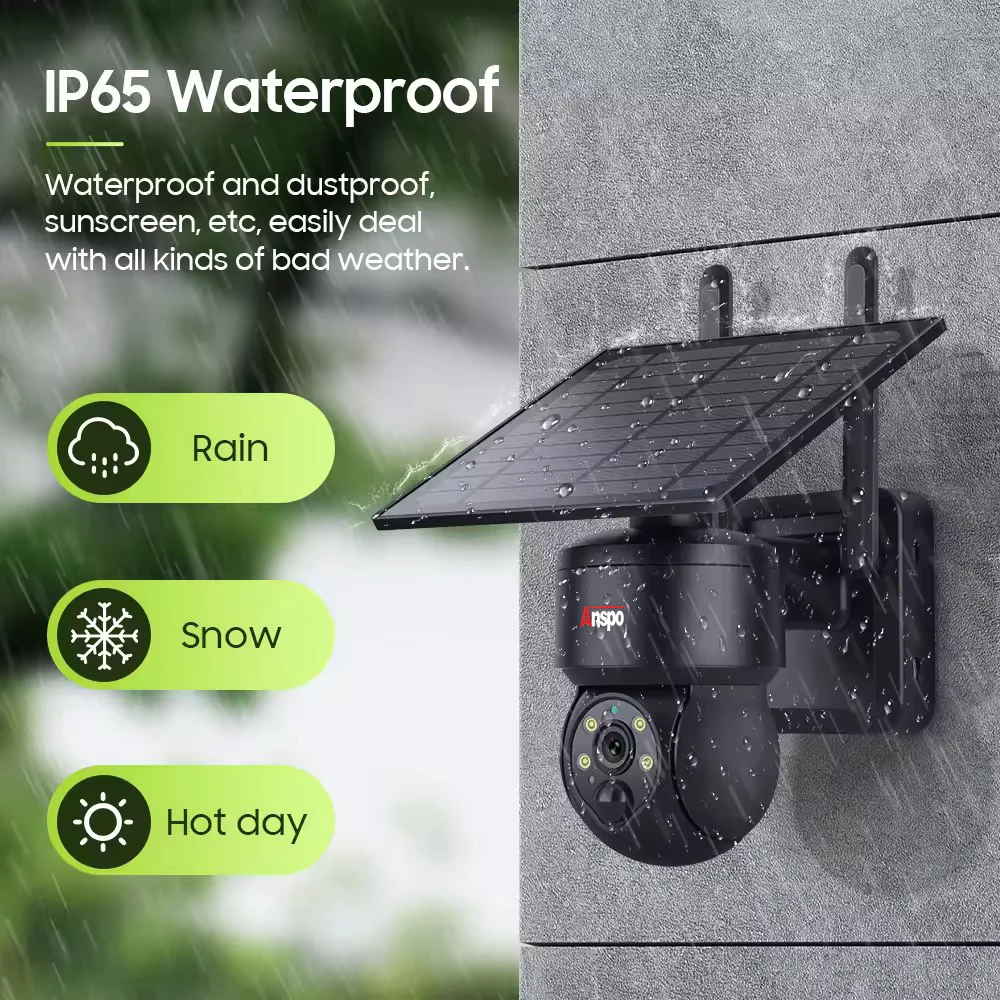 Anspo WIFI SOLAR security camera wireless free batteries and 64GB card Black - Image 3