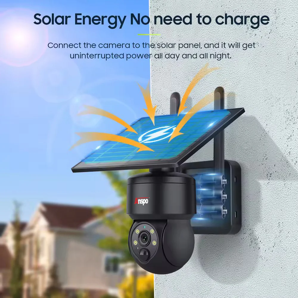 Anspo WIFI SOLAR security camera wireless free batteries and 64GB card Black - Image 5